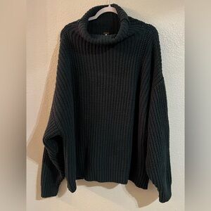 Free People dark green chunky cowl sweater